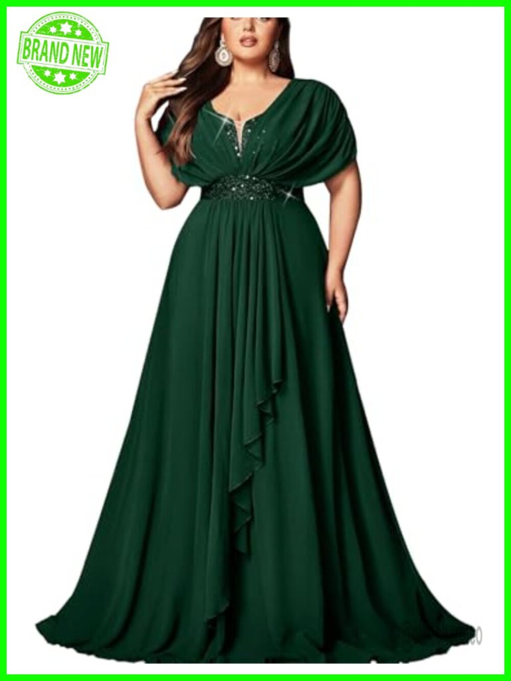 Sequin Plus Size Formal Bridesmaid Dress Wedding Guest Gown